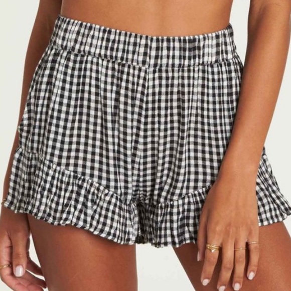 Black and White Gingham Ruffle Shorts - Picture 1 of 2